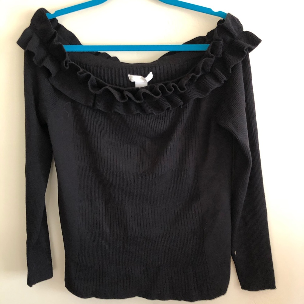 Design History black ruffled scoop top XL NWT